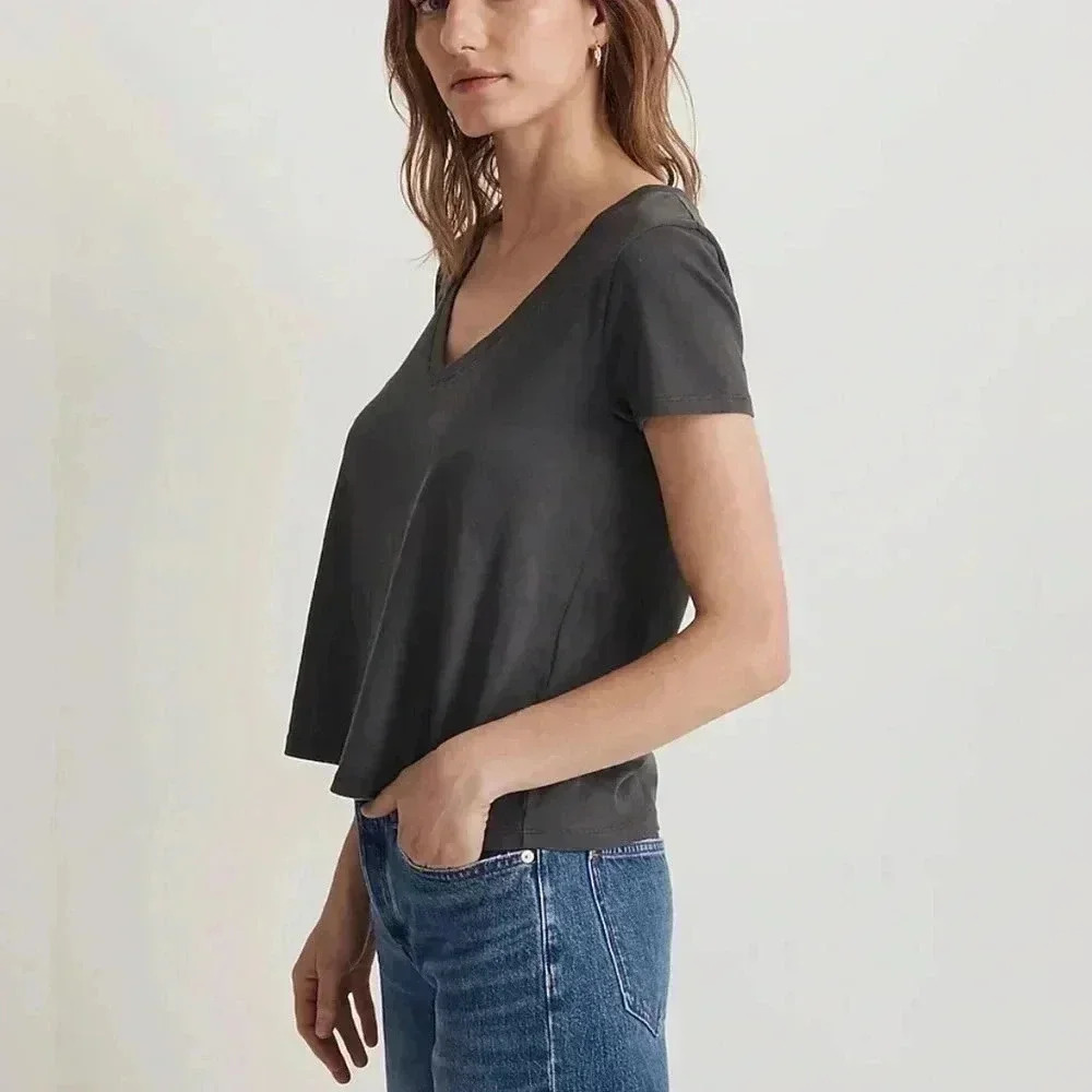 Madewell Softfaded Cotton Blue Crop Tee NWT Medium - Picture 4 of 6